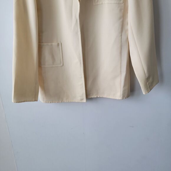 akris women's wool blend blazer 6 pockets long sleeve cream office careers - Picture 4 of 8
